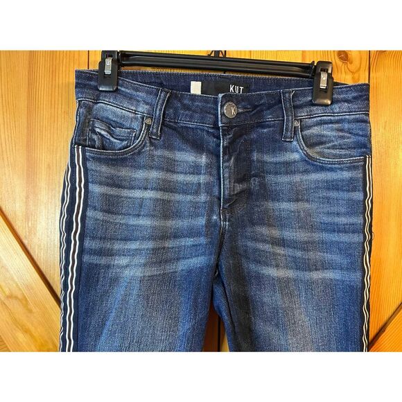KUT From The Kloth Reese Ankle Straight High Low Leg Raw Hem Jeans Size 2 (5105) - Picture 2 of 8